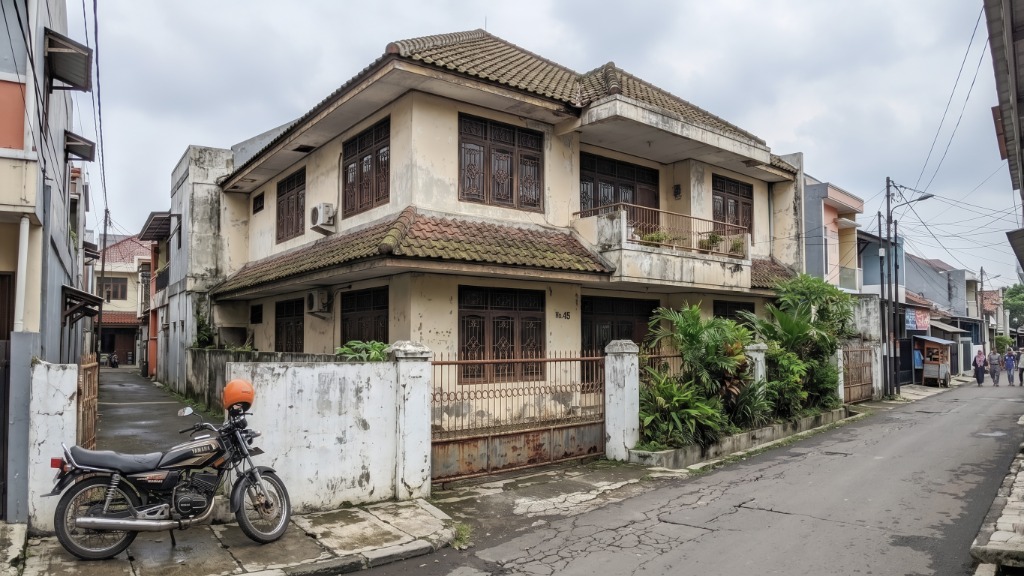 Sebelum - pembongkaran rumah dua lantai di kawasan perkotaan oleh Asas Material